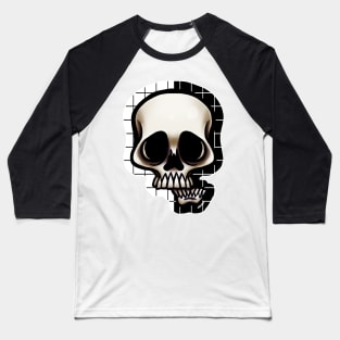 Split Grid Skull Baseball T-Shirt